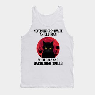 Cat Gardening An Old Man With Cat And Gardening Skills Tank Top